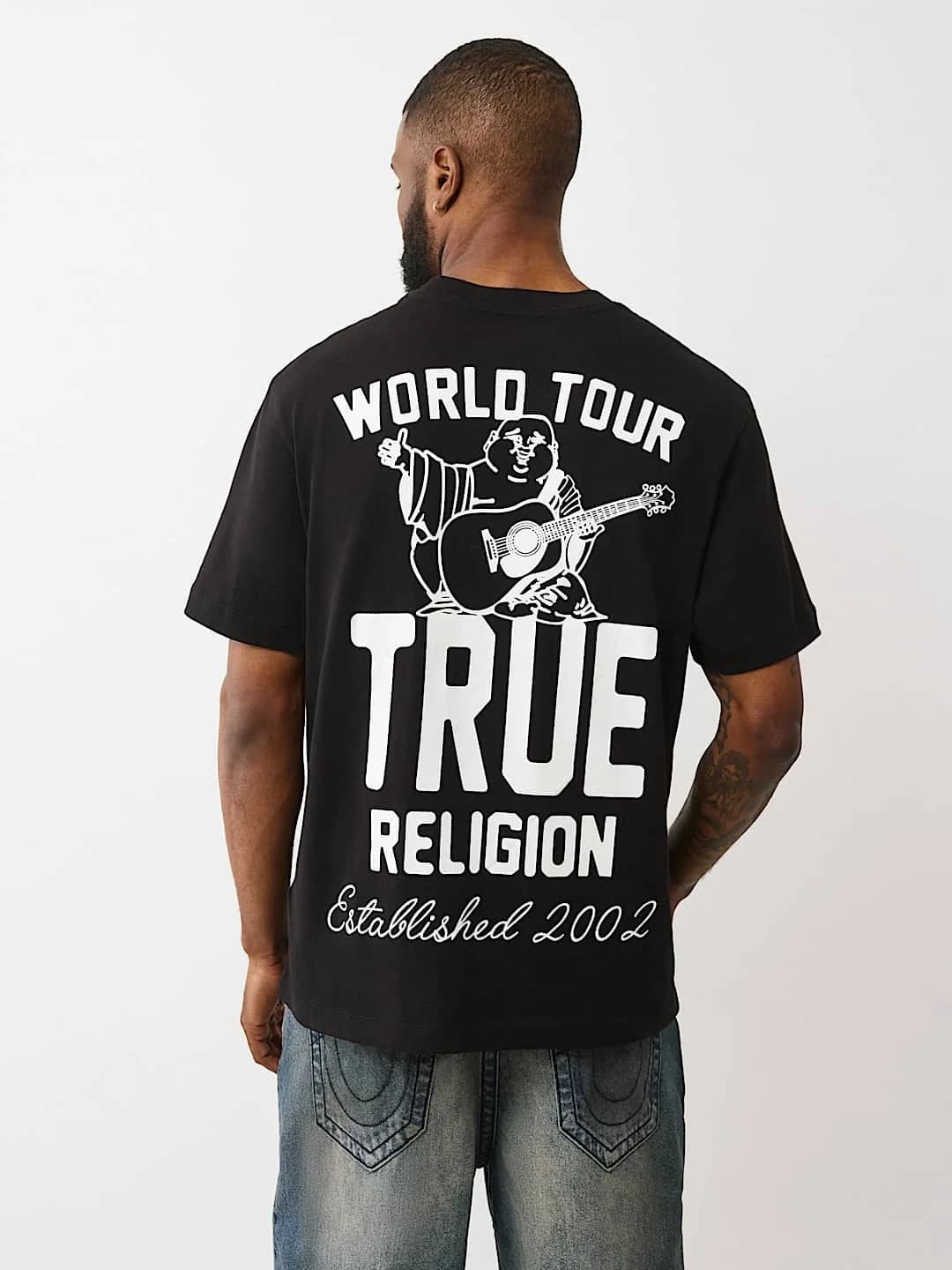 True Religion T-Shirt Patch Buddha Jet Black