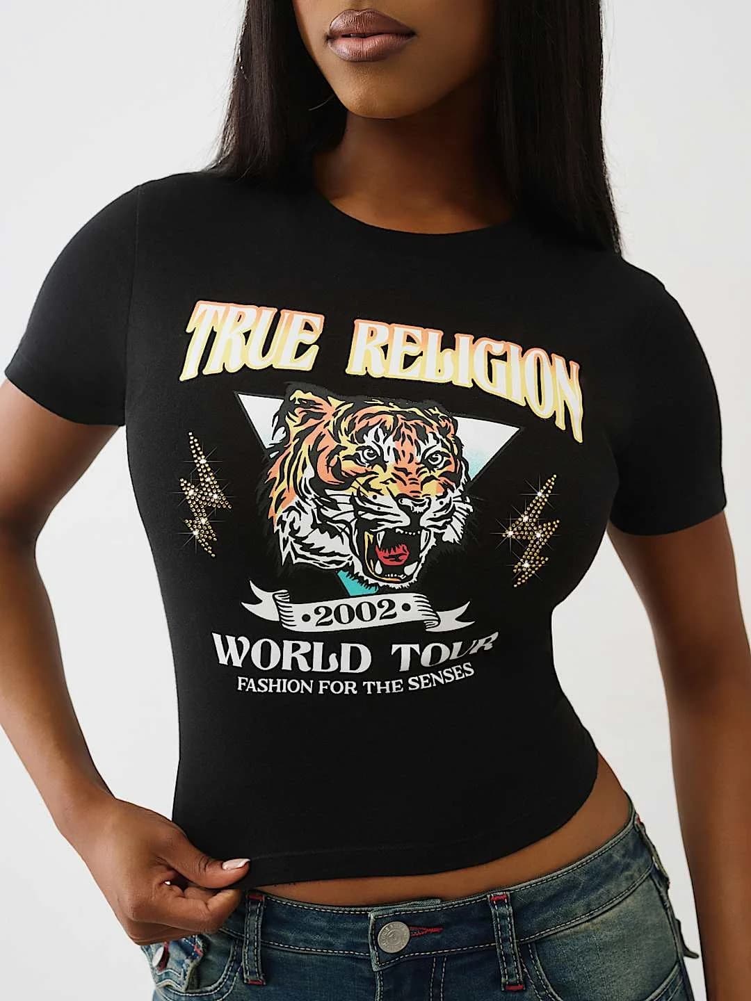 True Religion Tr Tiger Baby Tee Jet Black