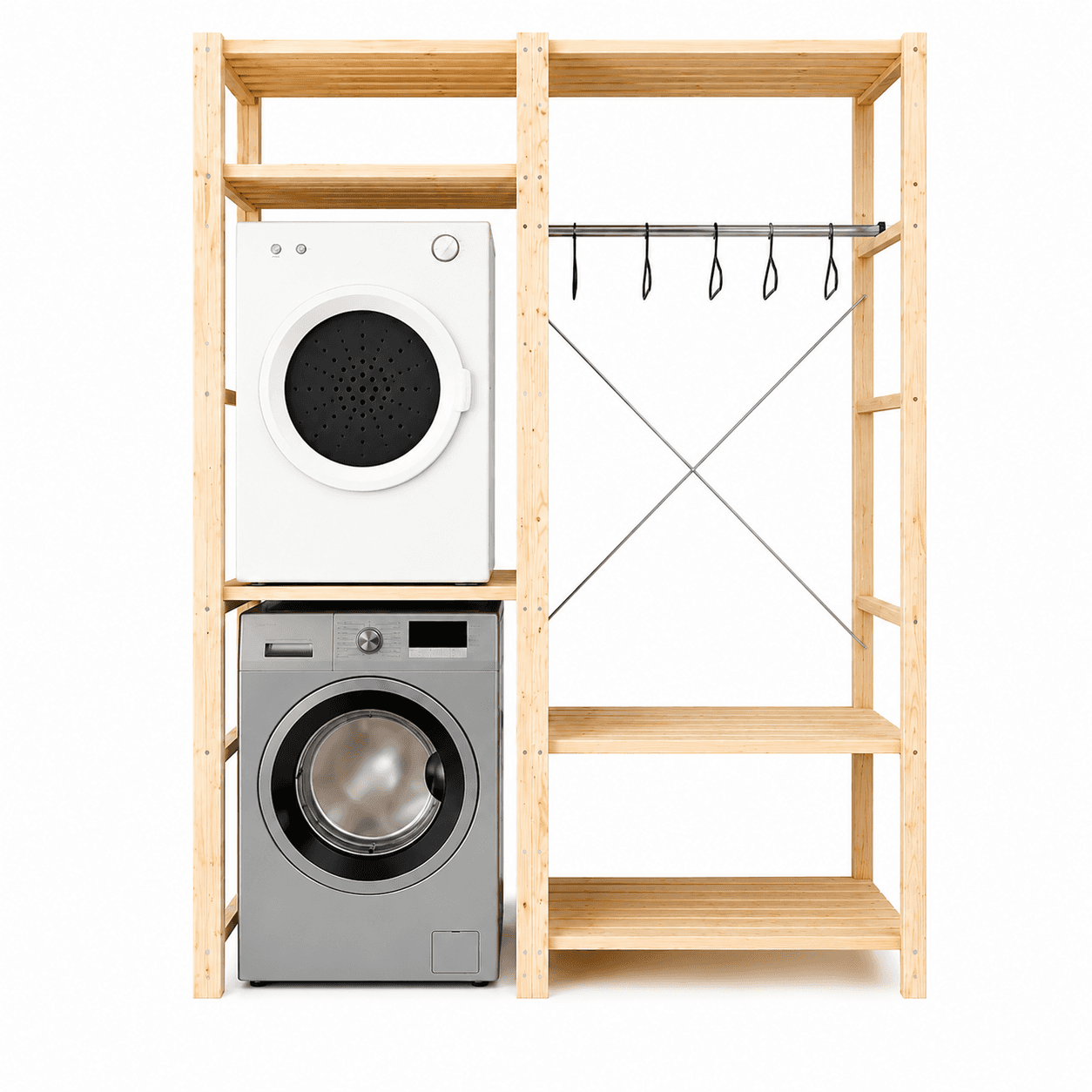 🧺👕 Shelf Space Double Bay Laundry DIY Unit | 2100mm H × 1634mm W × 600mm D | Appliance Fit + Hanging Space + Storage