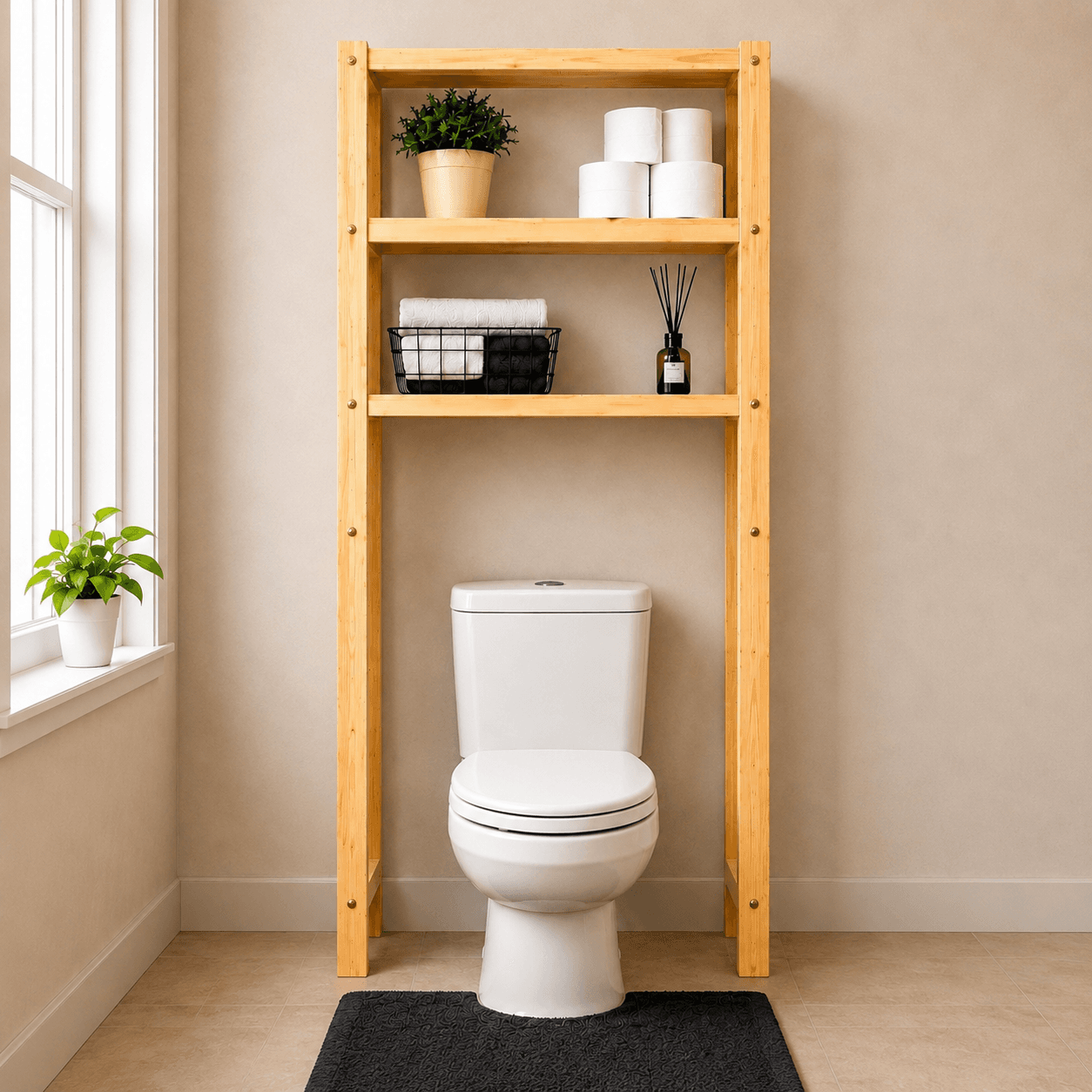 🧺 ShelfSpace™ Slim Pine Shelving | 924 mm Wide × 1.8 m High × 200 mm Deep