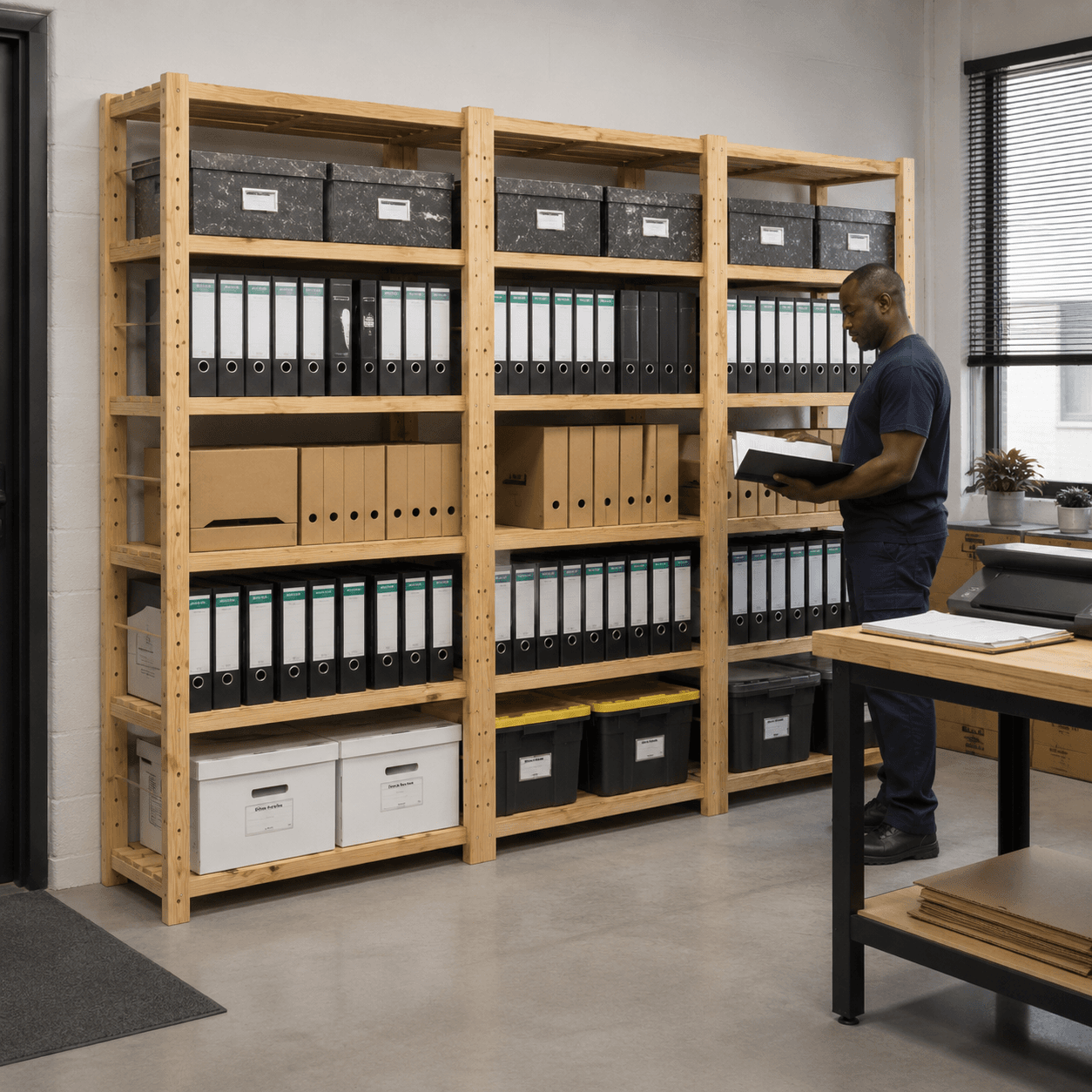 🪵📚 3-Bay Book & Archiving Shelf Unit | 2100mm - 2700mm High x 2772mm Wide x 300mm Deep | 18 Shelves / 6 Levels Per Bay