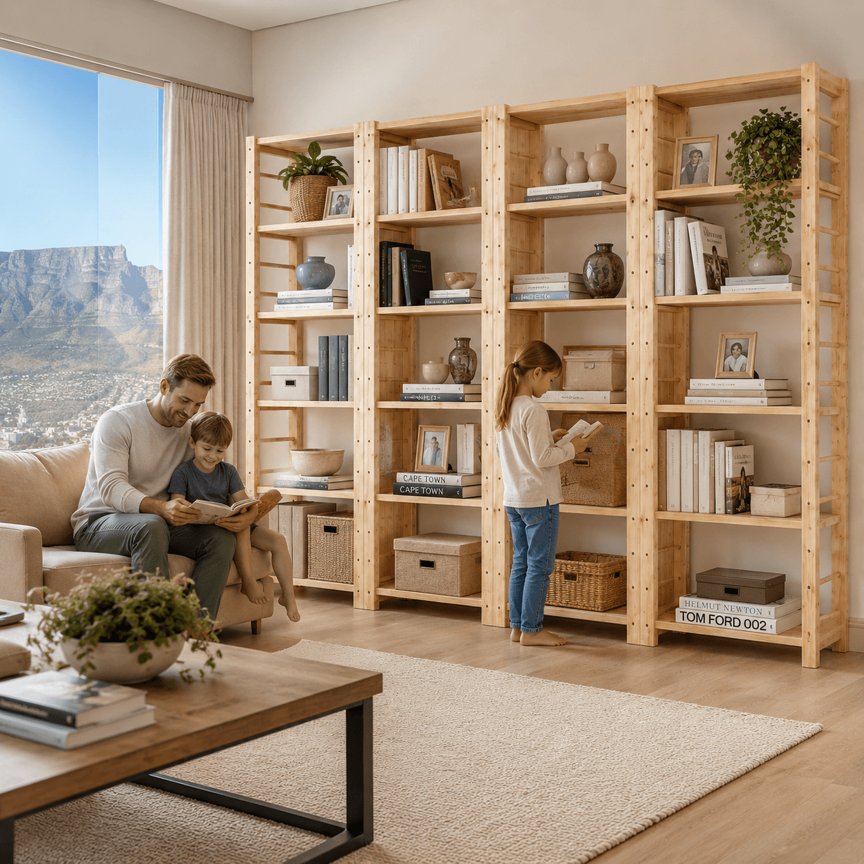 🪵📚 4-Bay Book & Archiving Shelf Unit | 2100mm -2700mm High x 3696mm Wide x 300mm Deep | 24 Shelves / 6 Levels Per Bay / 24 Shelves
