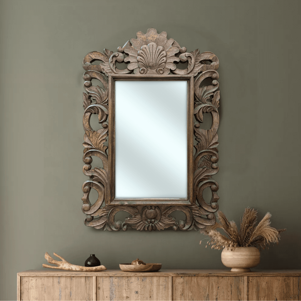 Paloma Mirror 150x100 | Brown Ornately Decorated Frame