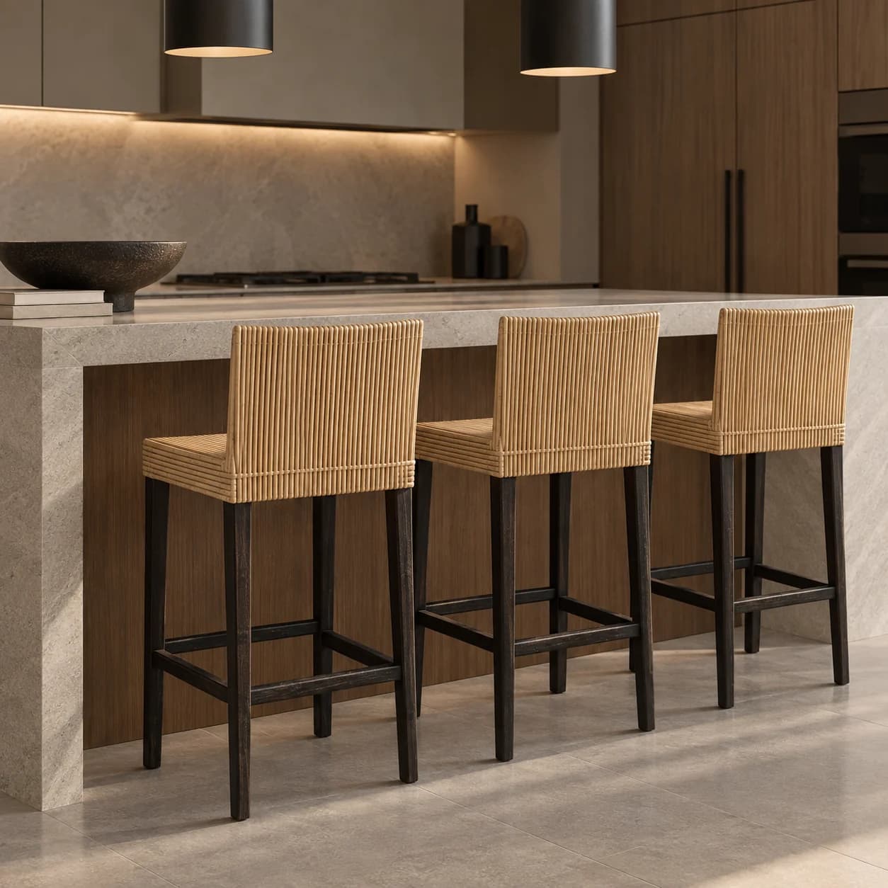 Rattan Bar Chair Made From Solid Wood | Natural Design
