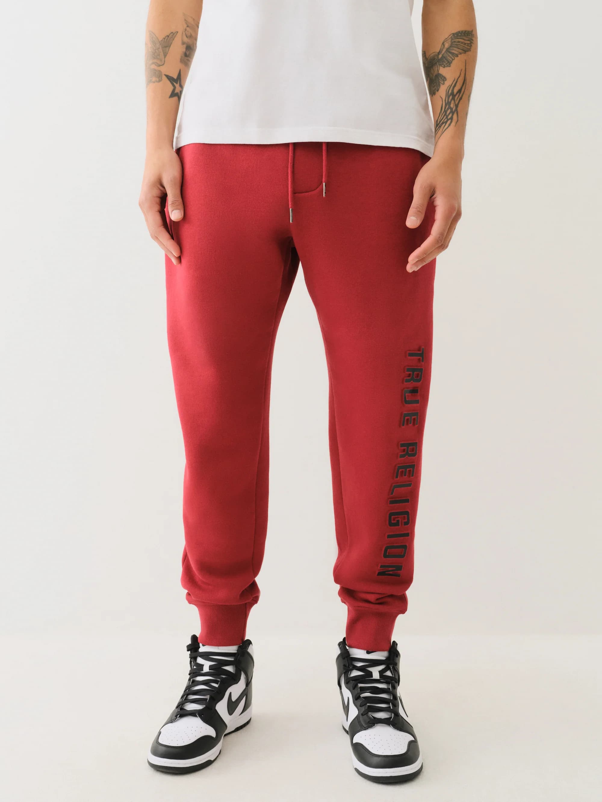 True Religion Embossed Jogger Red Dahlia
