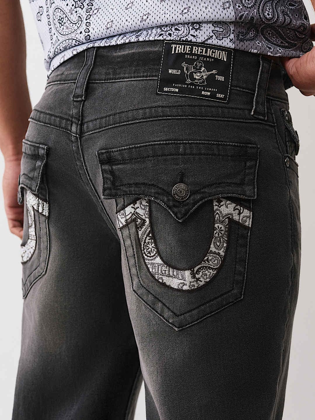 True Religion Jeans Ricky Sn Nf Embr Bndna Hs 34in Compass Trail Black Wash