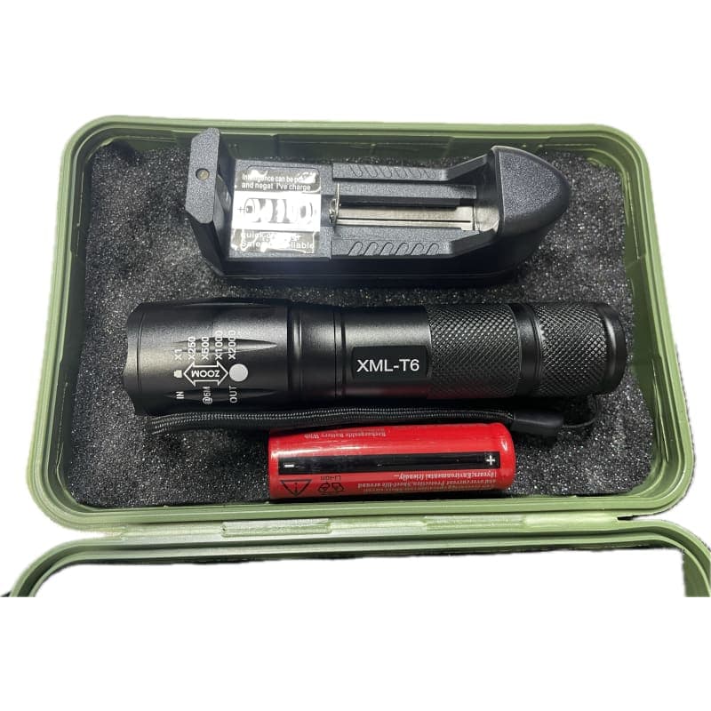 XML-T6 Aluminium Zoomable Ultra Compact EDC LED Flashlight Set