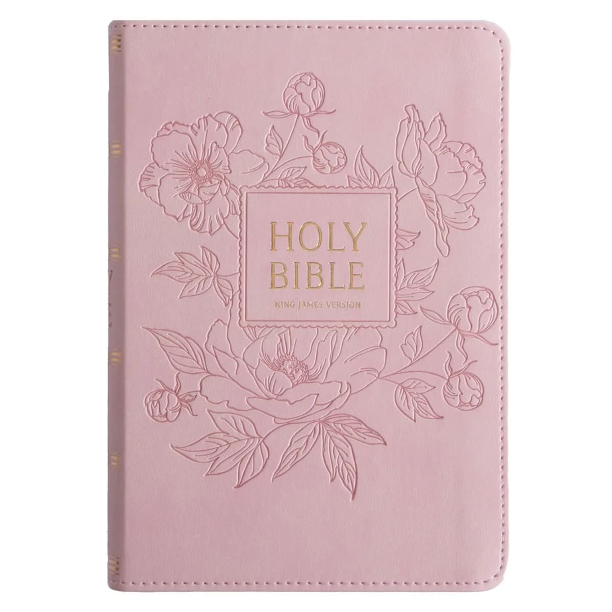 KJV Pink Floral Faux Leather Compact Bible Large Print