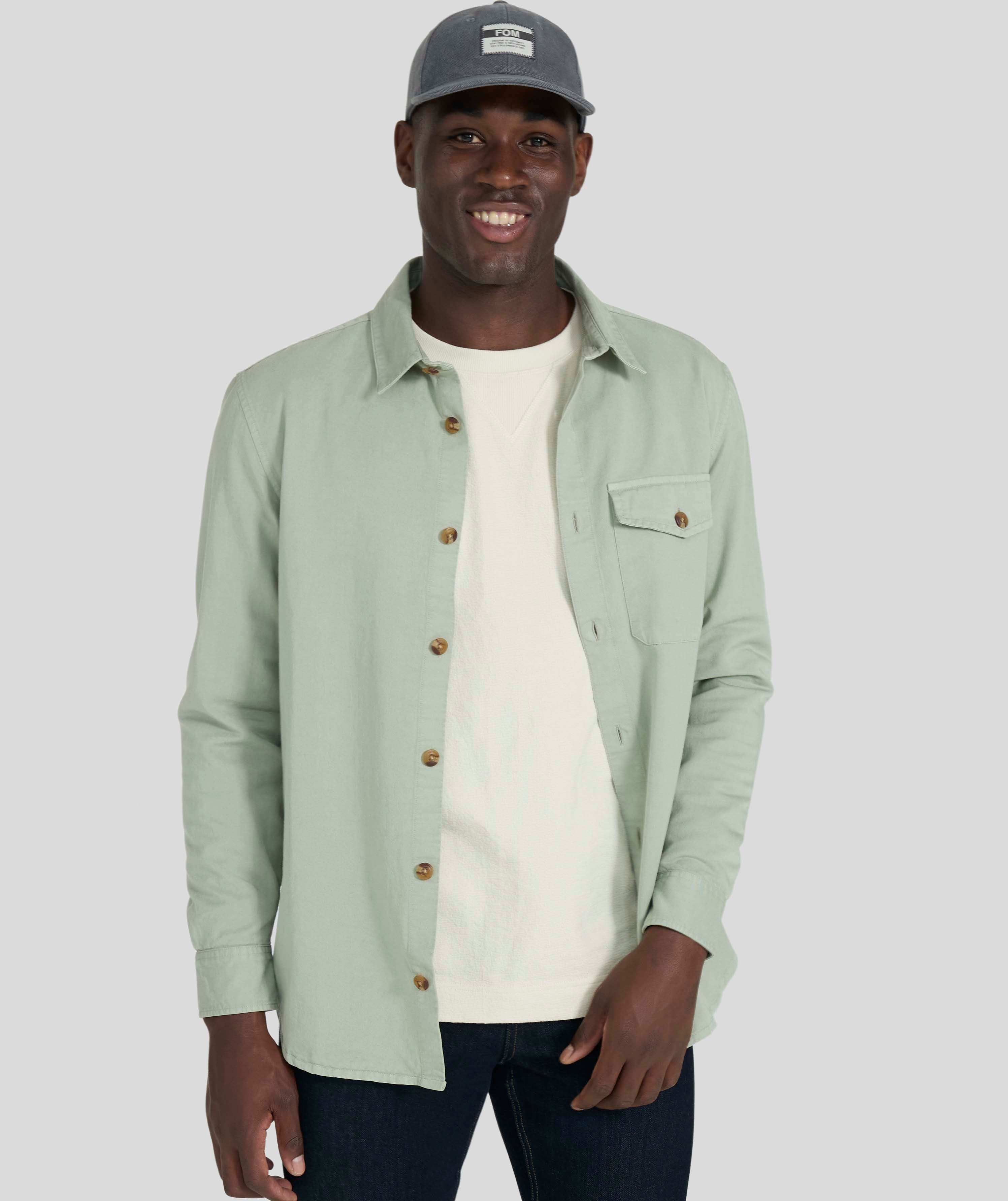 Mens Cotton Twill Shirt -  Willow Green