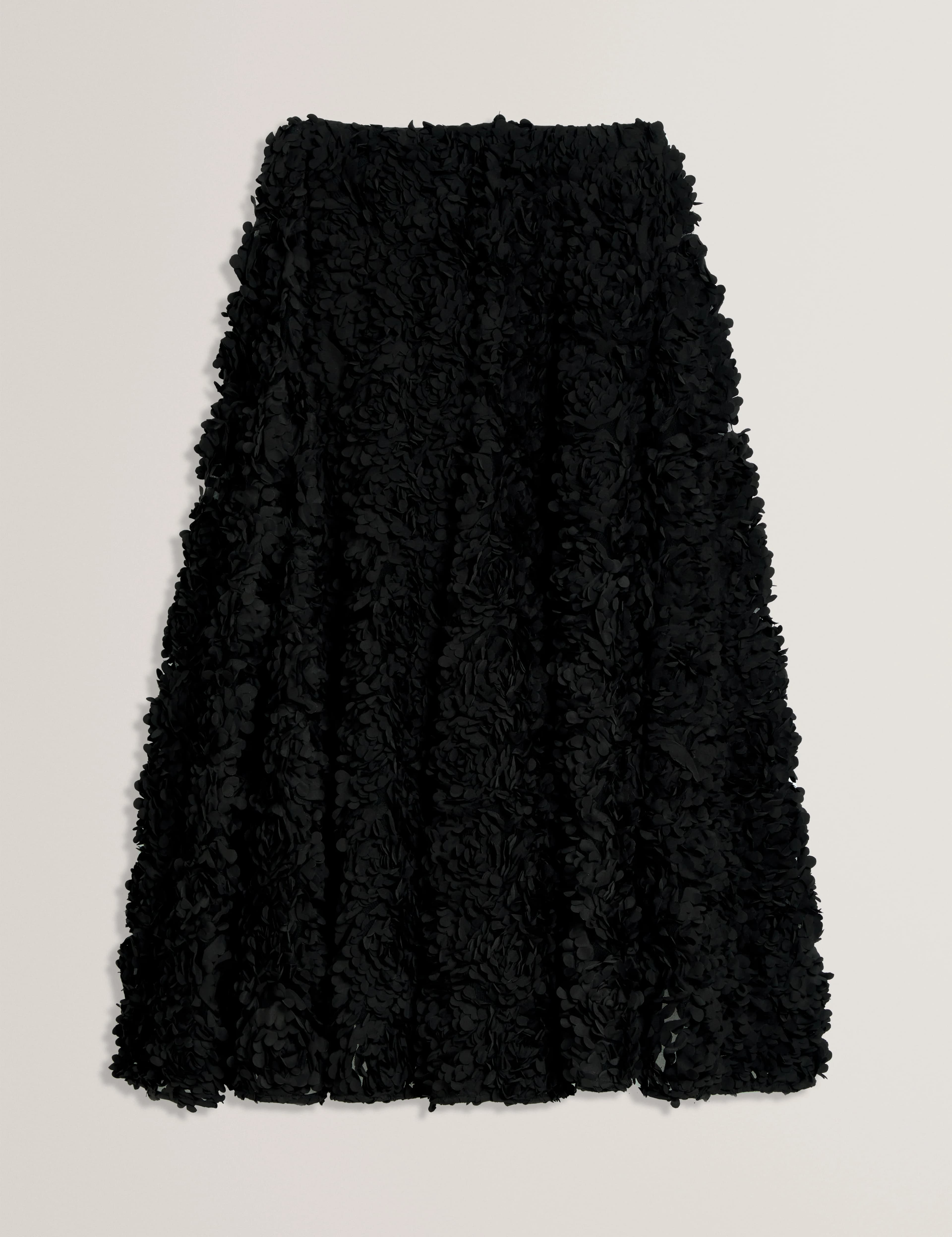 SOLICA: Textured Fabric Full Midi Skirt