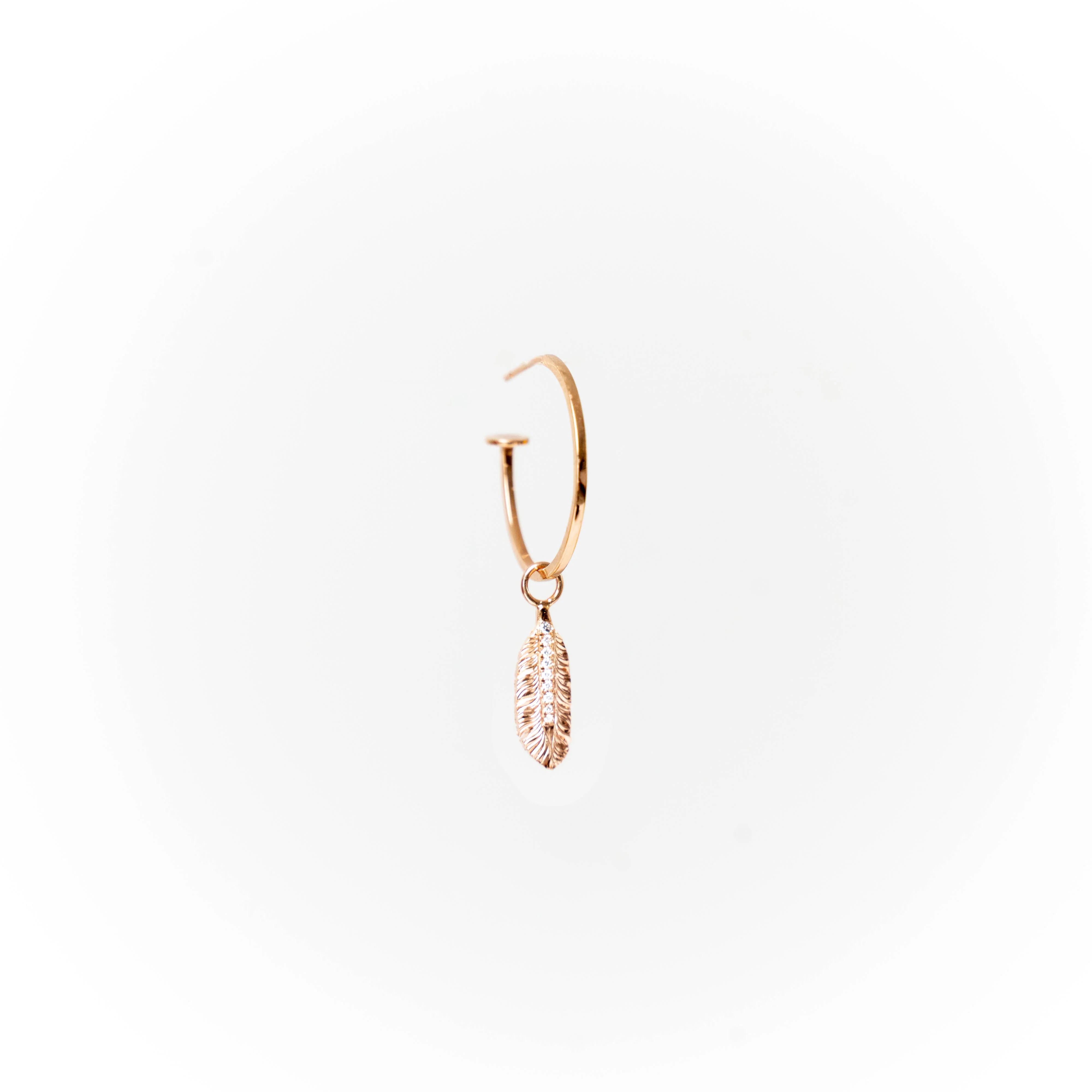 Gold Feather Earring Charm with Diamonds