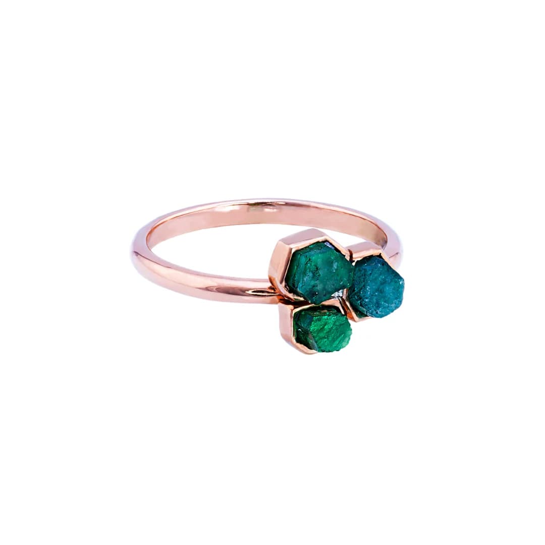 RAW EMERALD TRINITY RING