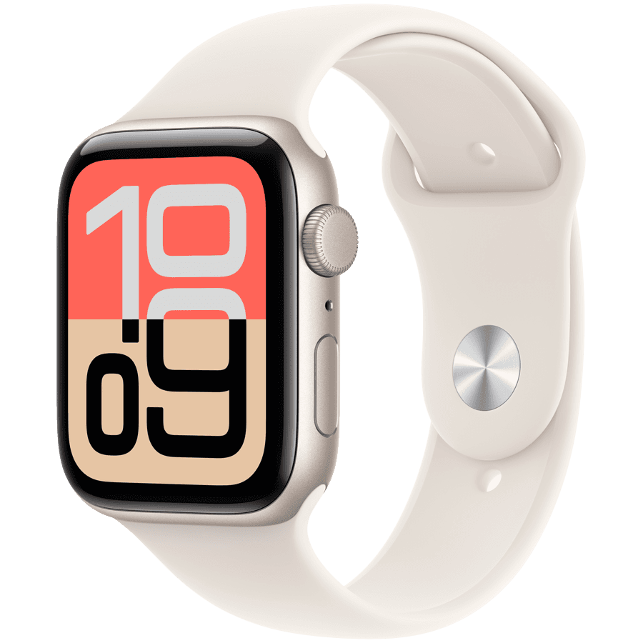 Apple Watch SE 3 GPS 44mm Starlight Aluminium Case with Starlight Sport Band - S/M,Model A3325
