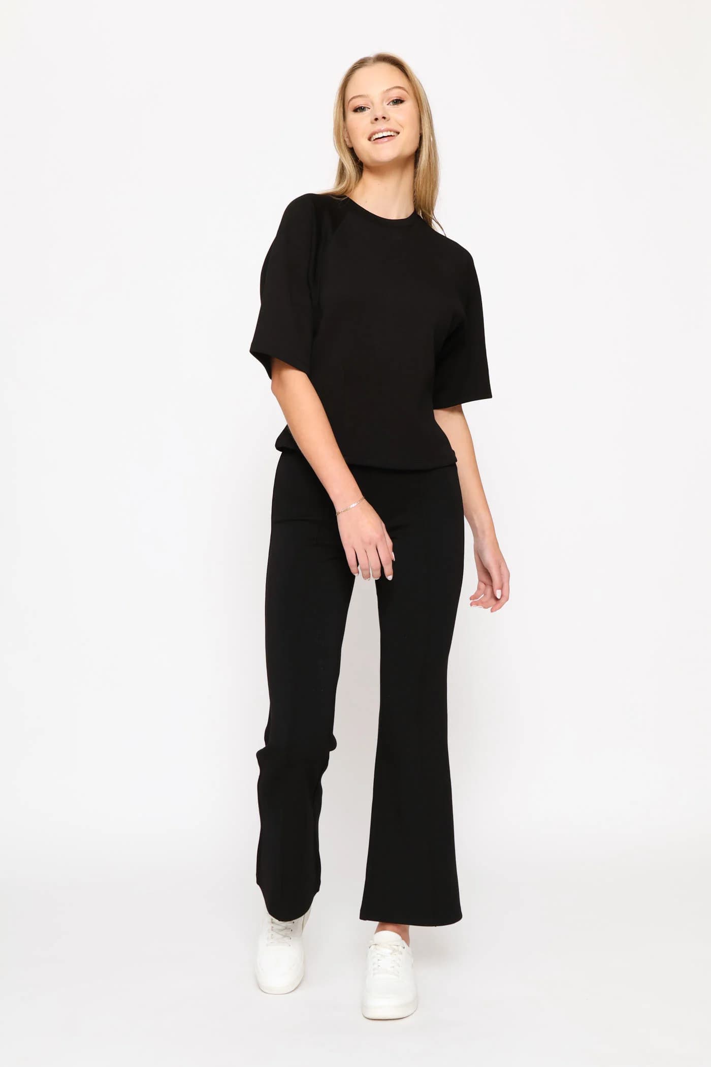 Soft Touch Flare Leg Pants - Black