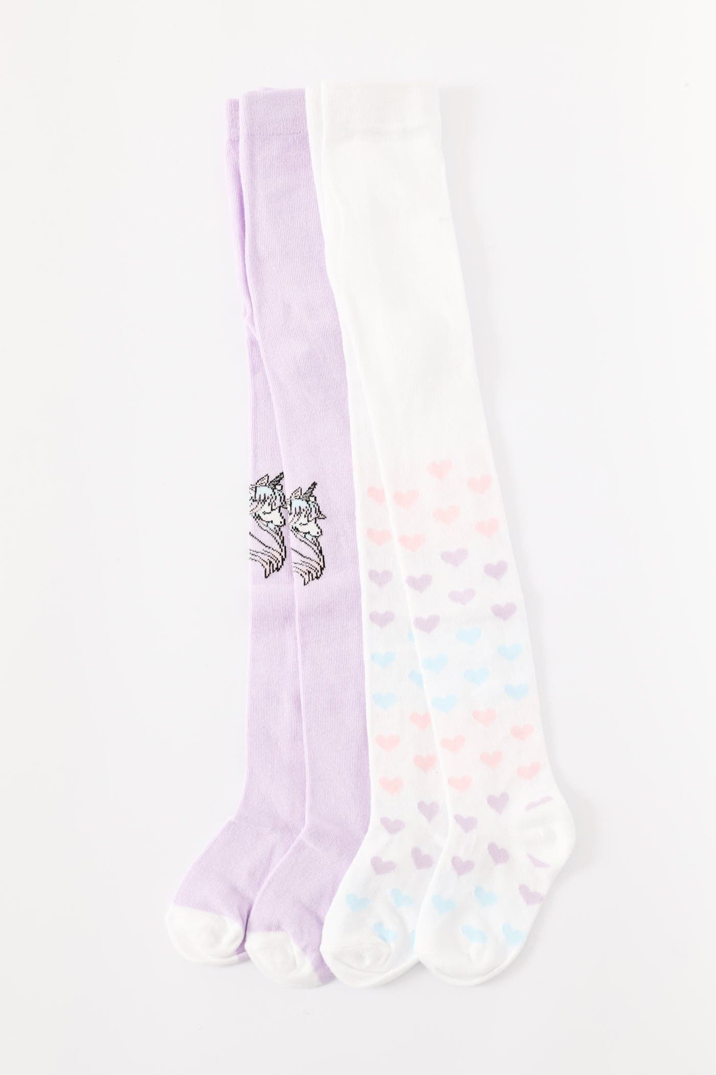 Pre-Girls 2 Pack Unicorn & Hearts Tights - Multi