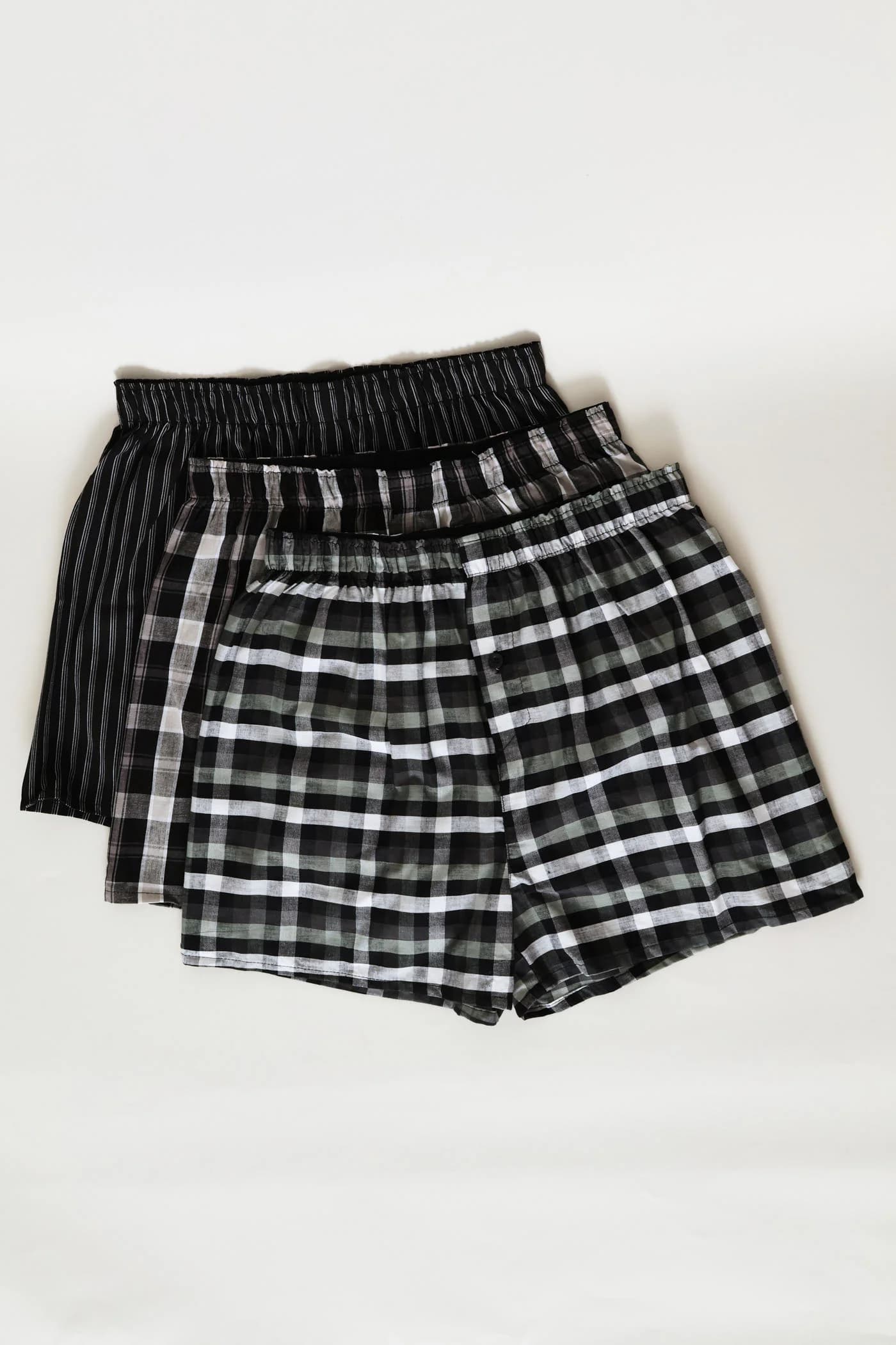 3 Pack Woven Boxers - Black