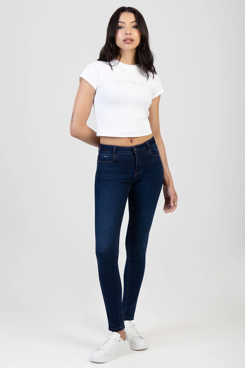 Skinny Rinse Wash Denim With Slight Brushing - Dark Wash Ink