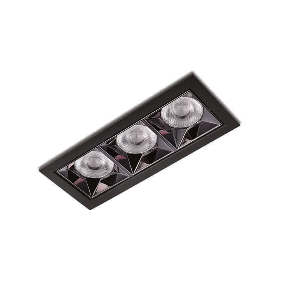 Spazio Kler 3 LED Recessed Downlight 12W 1320lm 130x55mm - Black