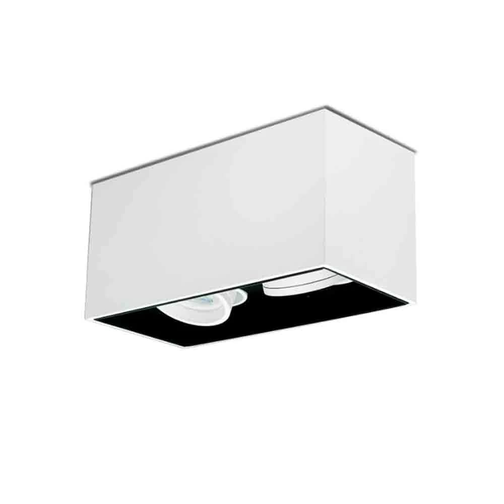 Spazio Lone Tilt 2 Surface Downlight GU10 200x100mm - White / Black