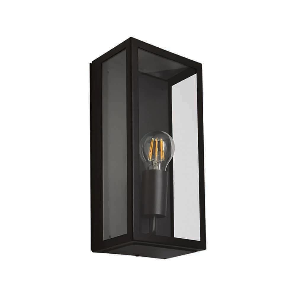 Spazio Rubik wall Rectangular 60W Wall fitting with Clear Diffuser - Black