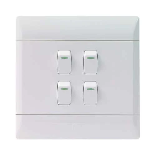 CBi PVC 4 Lever 1-Way Light Switch 4x4 - White