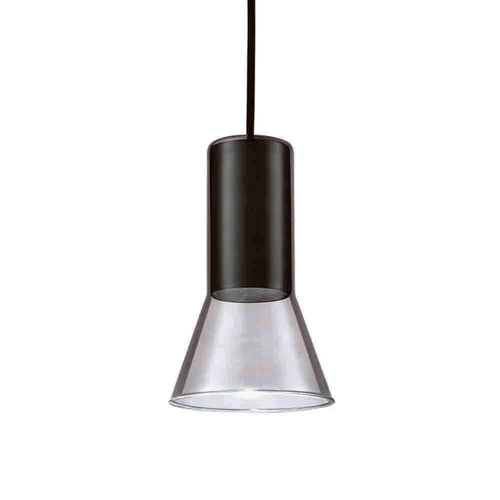 Spazio Cone Aluminium & Glass Pendant - Sand Black / Smoke