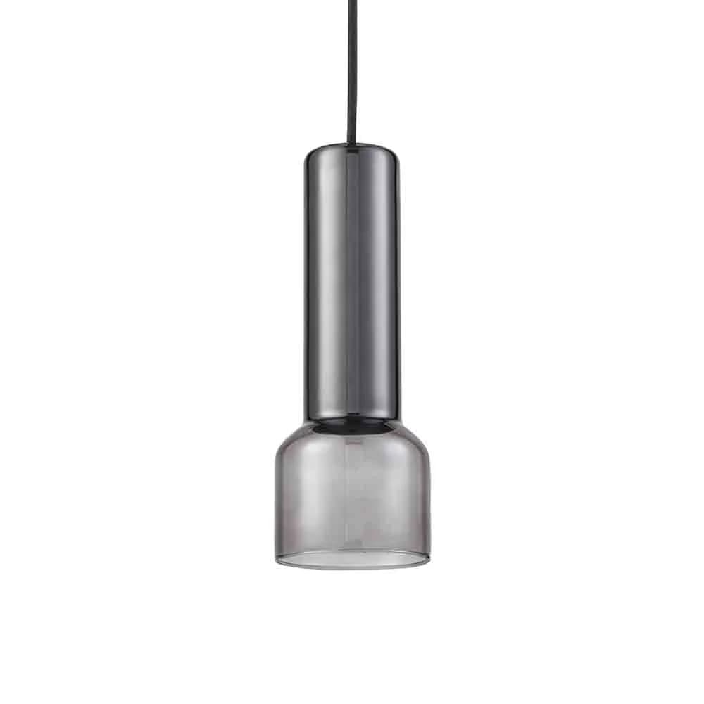 Spazio Torch Aluminium & Glass Pendant - Sand Black / Smoke