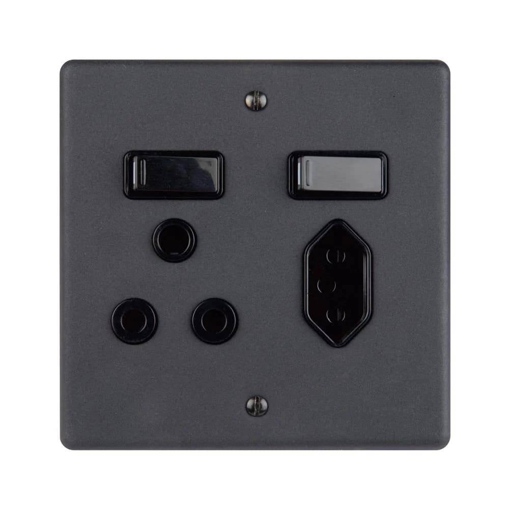 Lesco Matt Black RSA Slimline Wall Socket 4x4