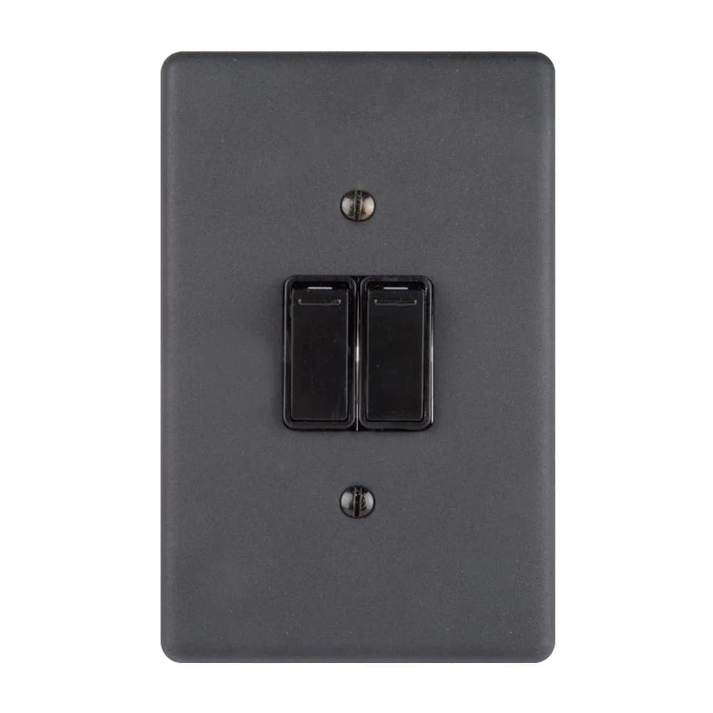 Lesco 2 Lever 1-Way Light Switch 4x2 - Matt Black