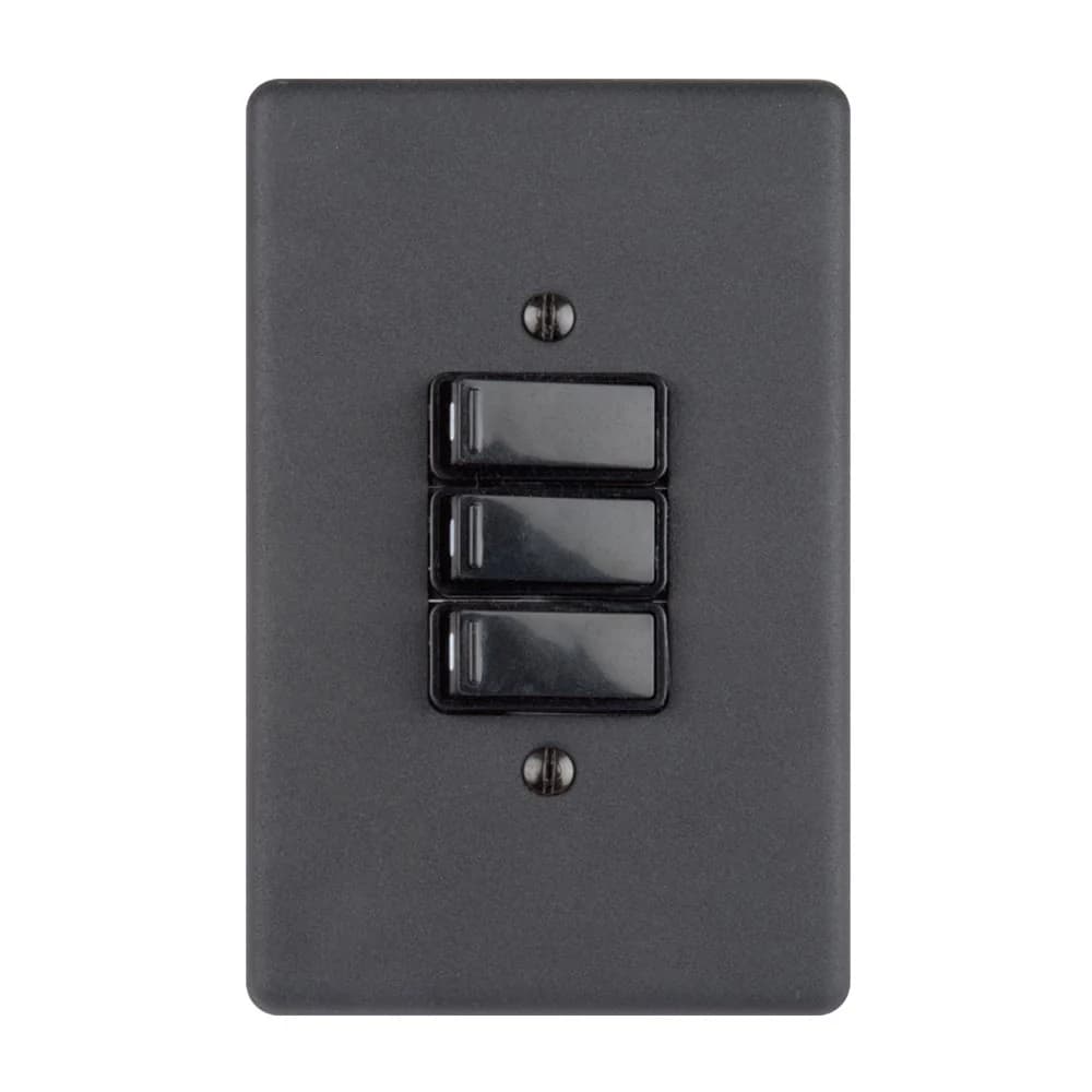 Lesco 3 Lever with 2-Way Light Switch 4x2 - Matt Black