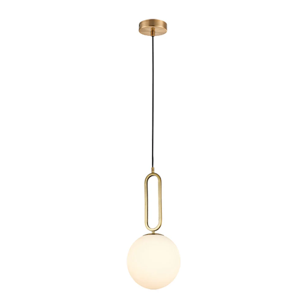 K. Light Croquet Small Glass Pendant - Antique Brass