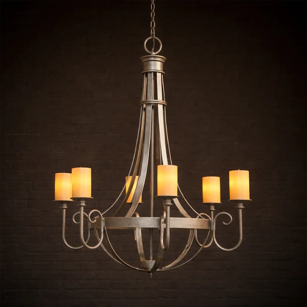 Ambiente Luce Barcelona 1 Tier 6 Arm Chandelier with Candle Shades - Karoo