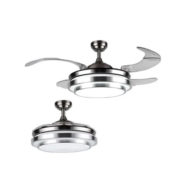 Bright Star 4 Retractable Blade Ceiling Fan with Light 1060mm - Satin Chrome