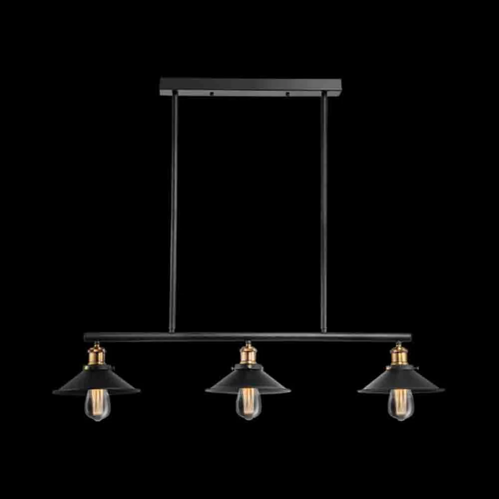 K. Light Trio Pendant E27 40W - Black / Antique Brass
