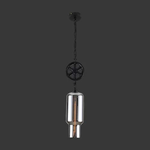 K. Light Industrial Glass Cylinder Pendant - Smoke