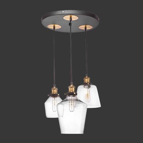 K. Light Antique 3 Light Cluster Pendant - Brass
