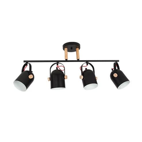 Bright Star Spot Iron and Wood Chandelier