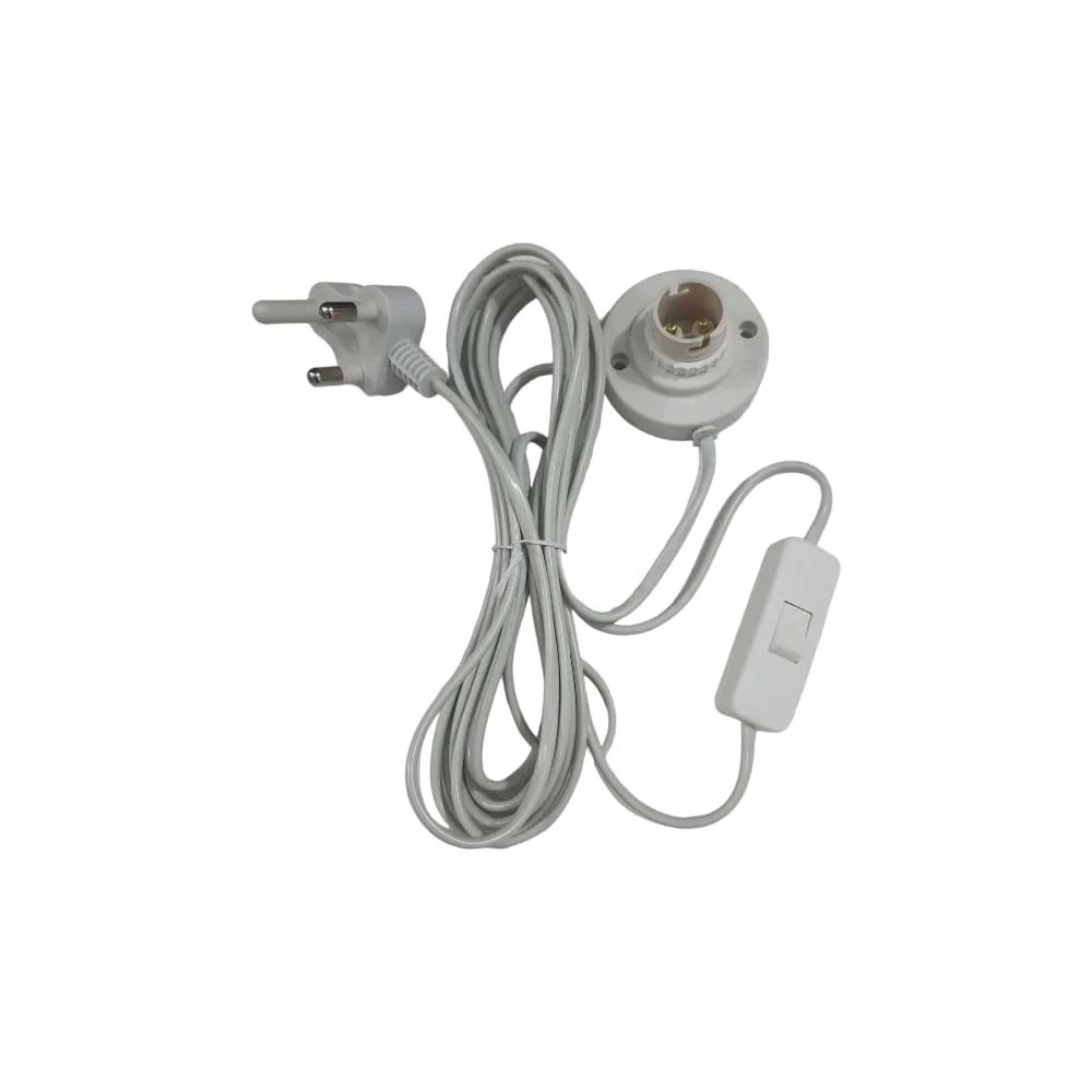 Tradeprice Lamp Holder with Switch Cord Set E27 10m  - White
