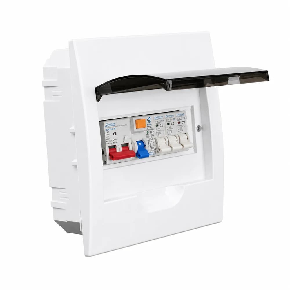 Tradeprice 8-Way DIN Flush Mount PVC Distribution Board + MCB Kit