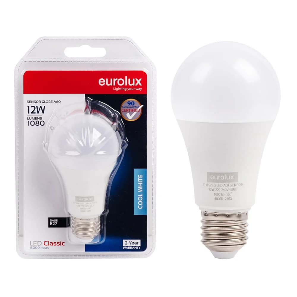 Eurolux LED Classic Day/Night Sensor Bulb A60 E27 12W 1080lm 4000K
