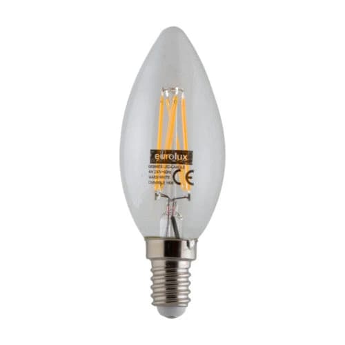 Eurolux LED Filament Candle Bulb E14 4W 400lm 3000K