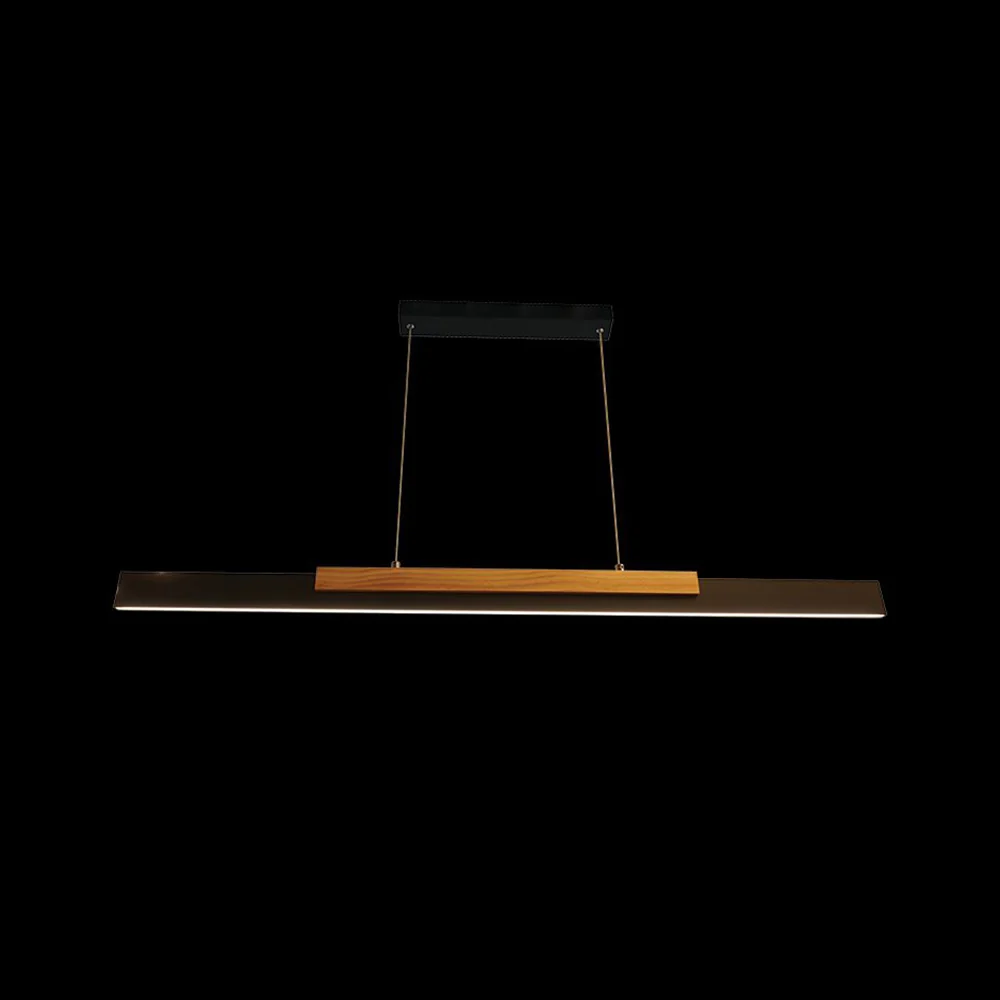 K. Light Woodline 1 LED Linear Pendant 25W 3000K - Black / Wood Accent