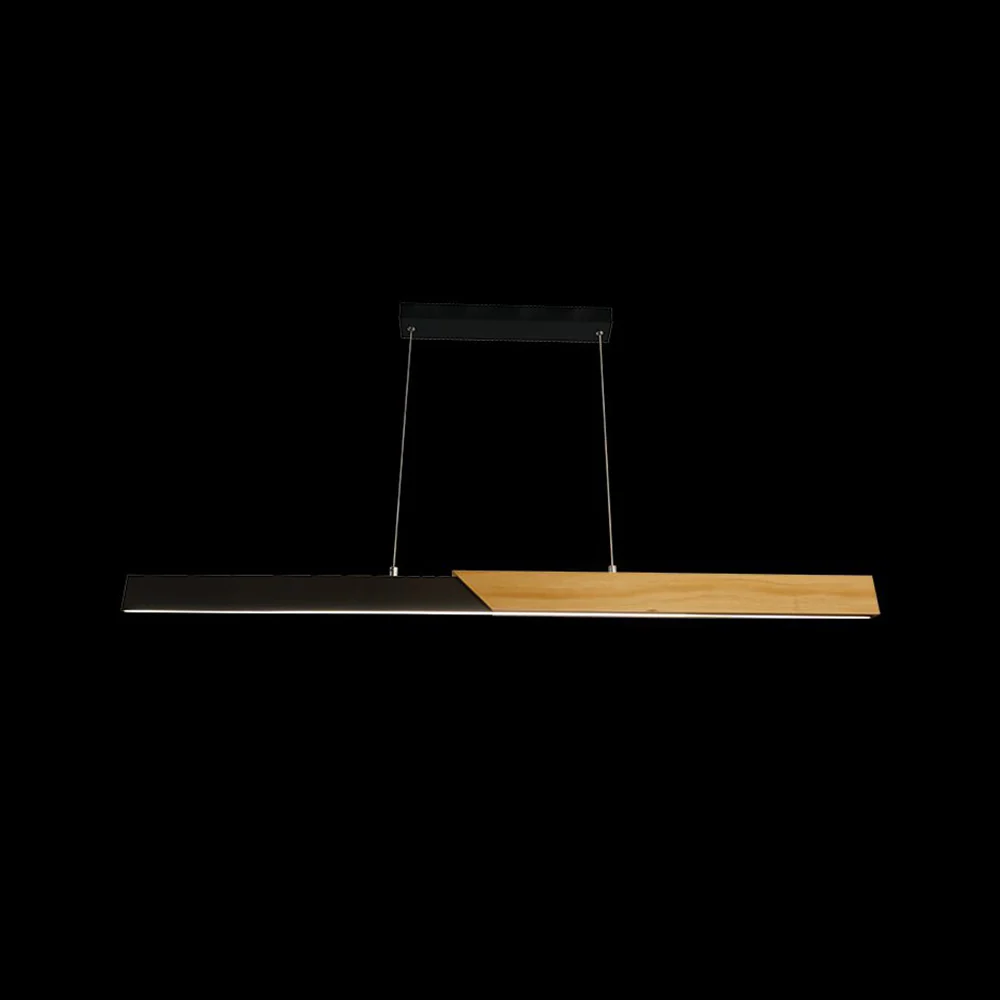 K. Light Woodline 2 LED Linear Pendant 25W 3000K - Black / Wood Accent