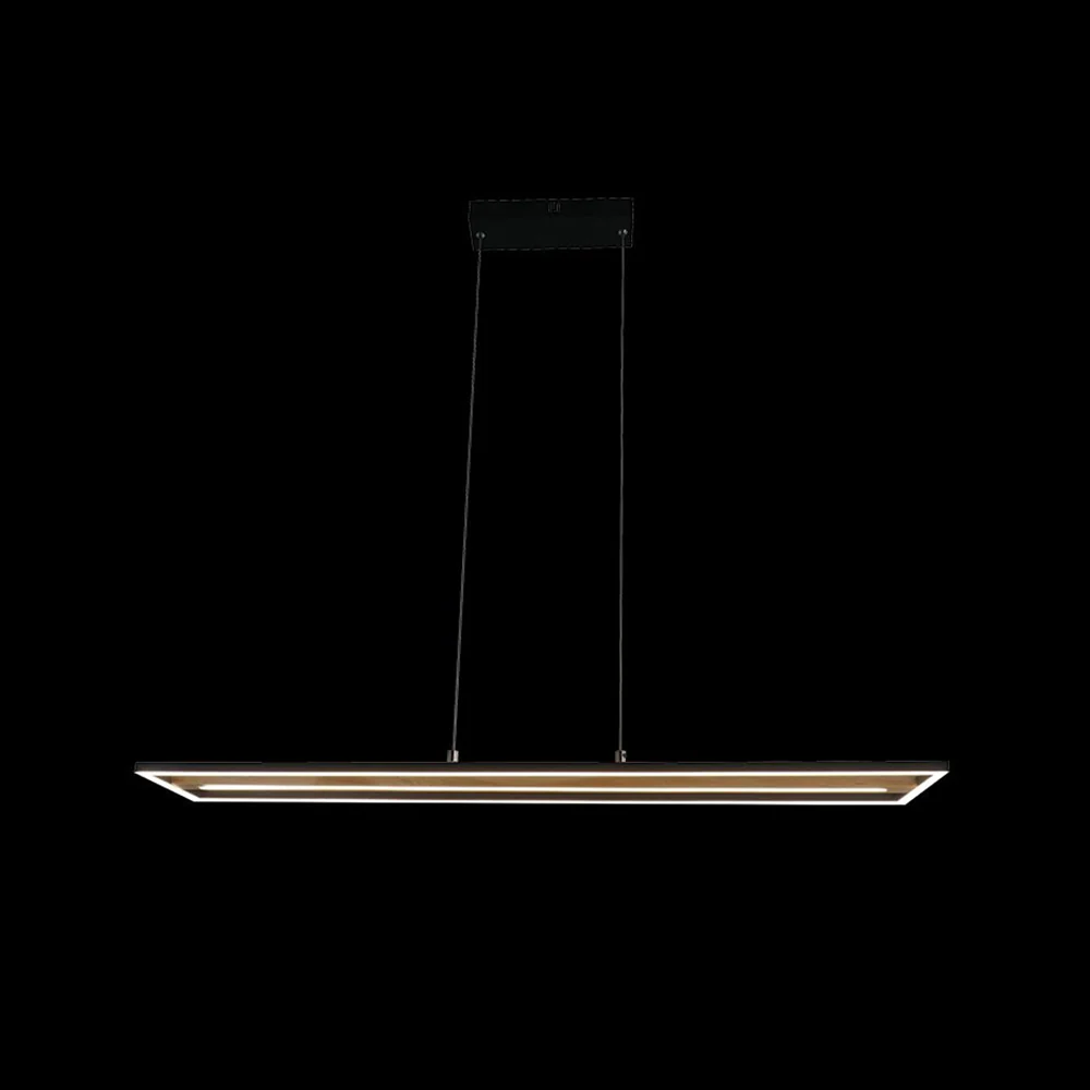 K. Light Woodline LED Twin Linear Pendant 38W 3000K - Black / Wood Accent