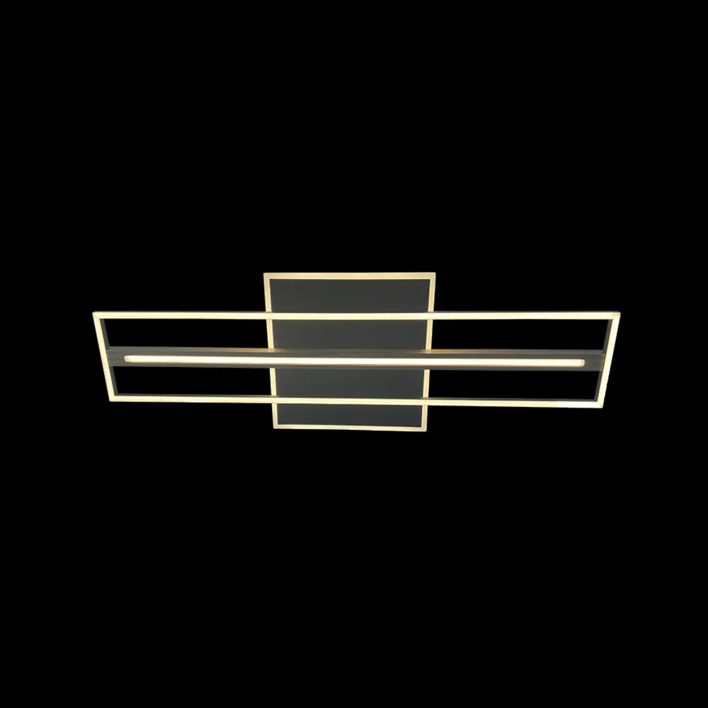 K. Light Woodline LED Double Twin Linear Ceiling Light 36W 3000K - Black / Wood Accent