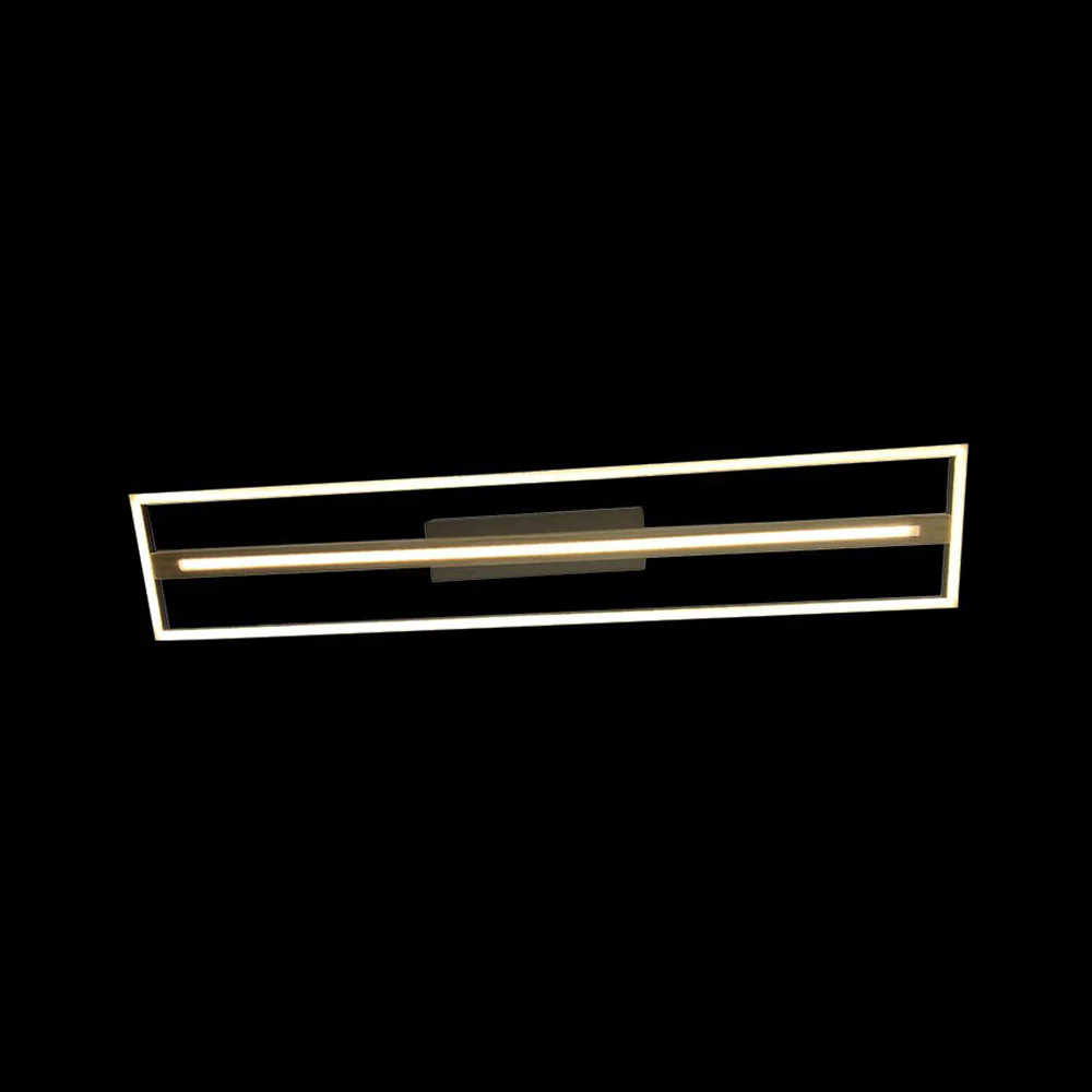 K. Light Woodline LED Twin Linear Ceiling Light 38W 3000K - Black / Wood Accent