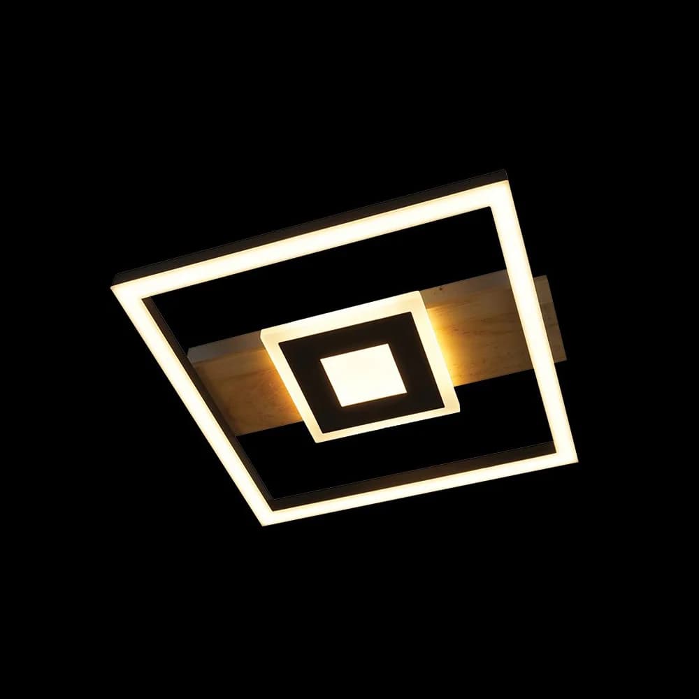K. Light Pluto LED Ceiling Light 18W - Black / Wood Accent