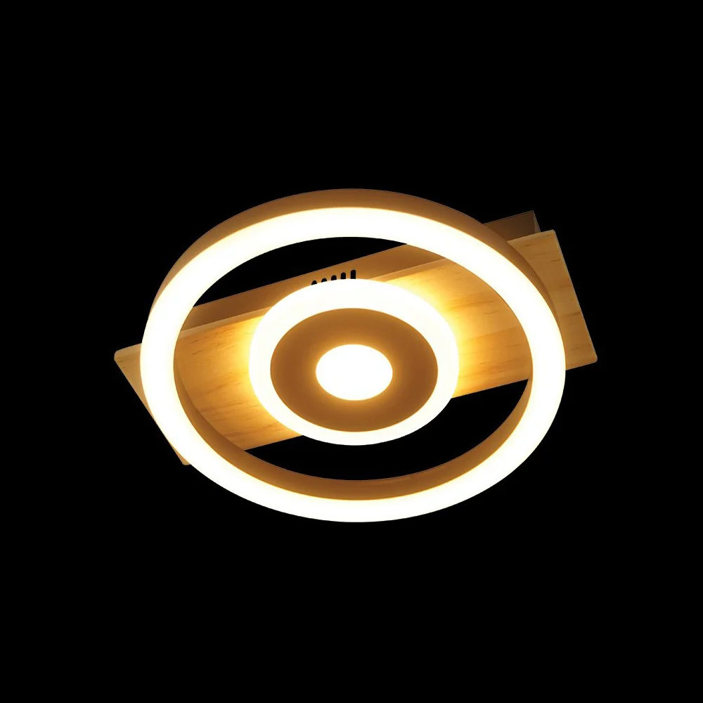 K. Light Moon LED Ceiling Light 9W - Black / Wood Accent