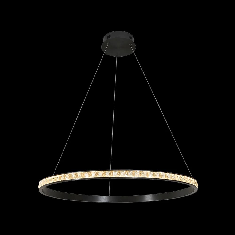 K. Light Crystal Ring LED Pendant 36W 1800lm 3000K - Black