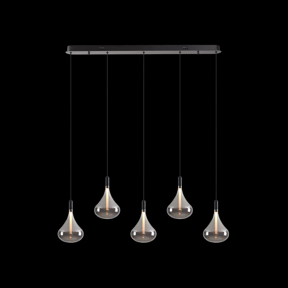 K. Light Cape Grape Glass LED Pendants on a Bar - Smoke